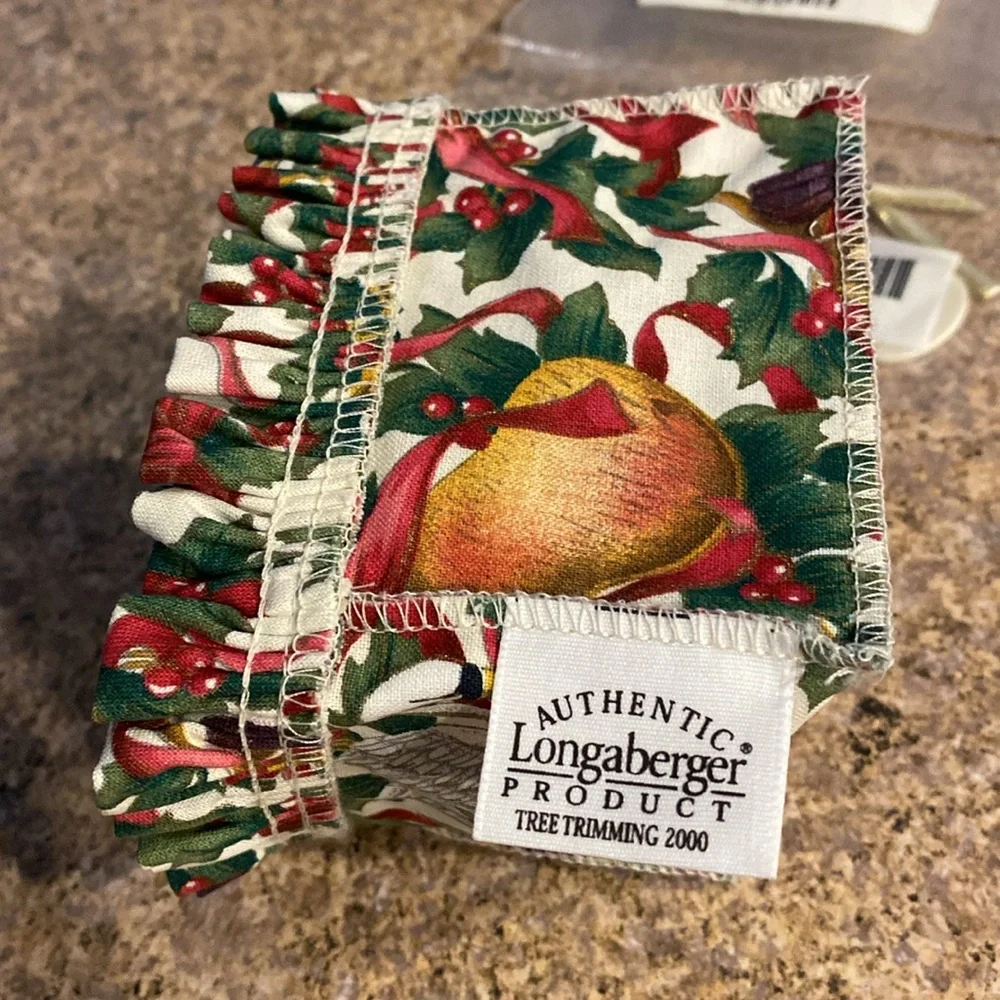 Longaberger Liner Let it Snow Tree Trimming 2683272 2 Tie ons 36382 Christmas